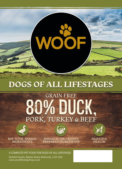 Woof Wilderness Dry Dog Food - 80% Duck