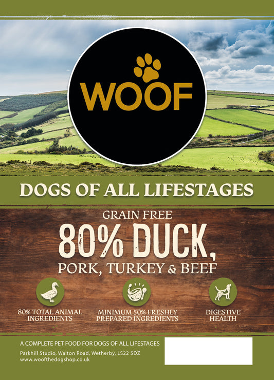 Woof Wilderness Dry Dog Food - 80% Duck