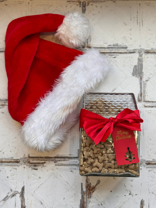 Xmas Extra Large Glass Gingerbread House Treat Jar with ribbon