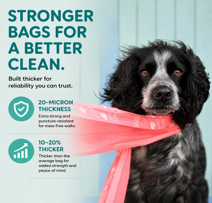 Adios Plastic Rainbow Compostable Dog Poop Bags with Handles, 120 bags (8 Rolls)
